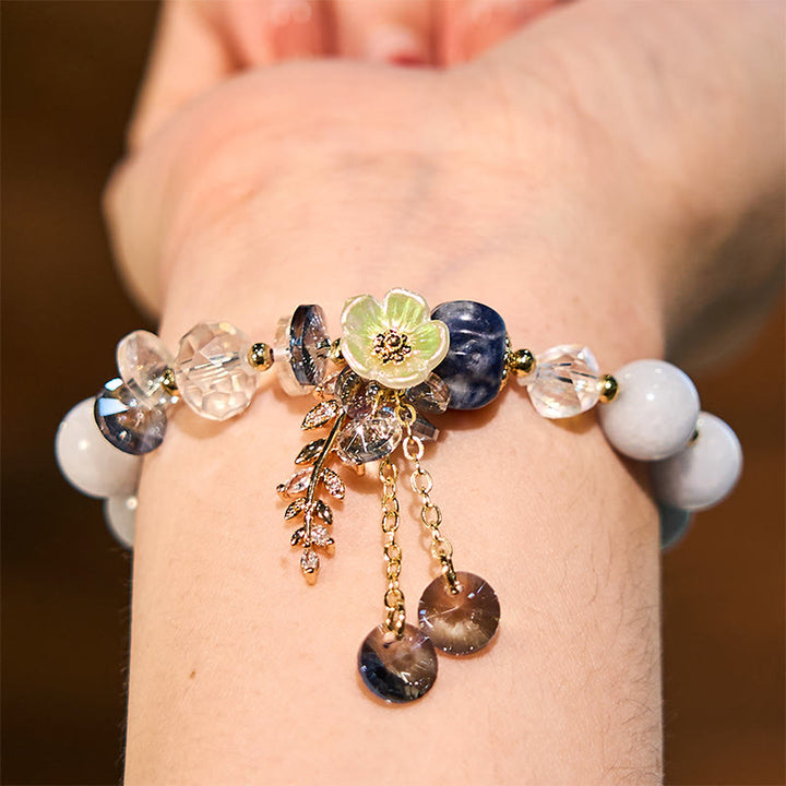 Pulsera curativa con Buddha Stones, cristal azul, amatista, piedra solar, aventurina verde