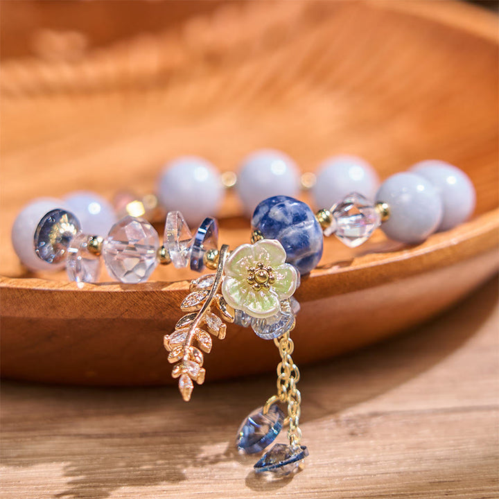 Pulsera curativa con Buddha Stones, cristal azul, amatista, piedra solar, aventurina verde