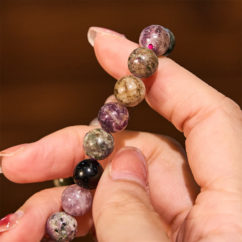 Pulsera positiva de turmalina arcoíris con Buddha Stones