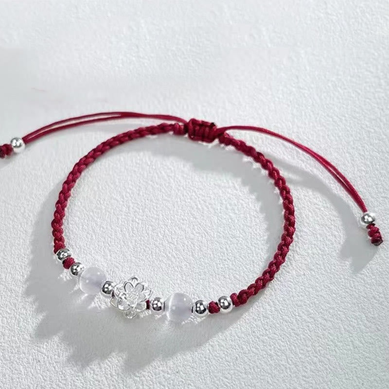 Pulsera de hilo de protección con cuentas de ojo de gato y diseño de loto en plata de ley 999 con Buddha Stones - image 12