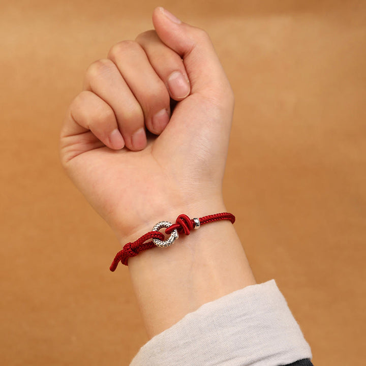 Pulsera de la suerte con hebilla de la paz del año del dragón en plata de ley 999 con Buddha Stones