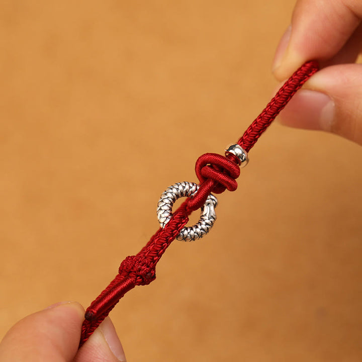 Pulsera de la suerte con hebilla de la paz del año del dragón en plata de ley 999 con Buddha Stones
