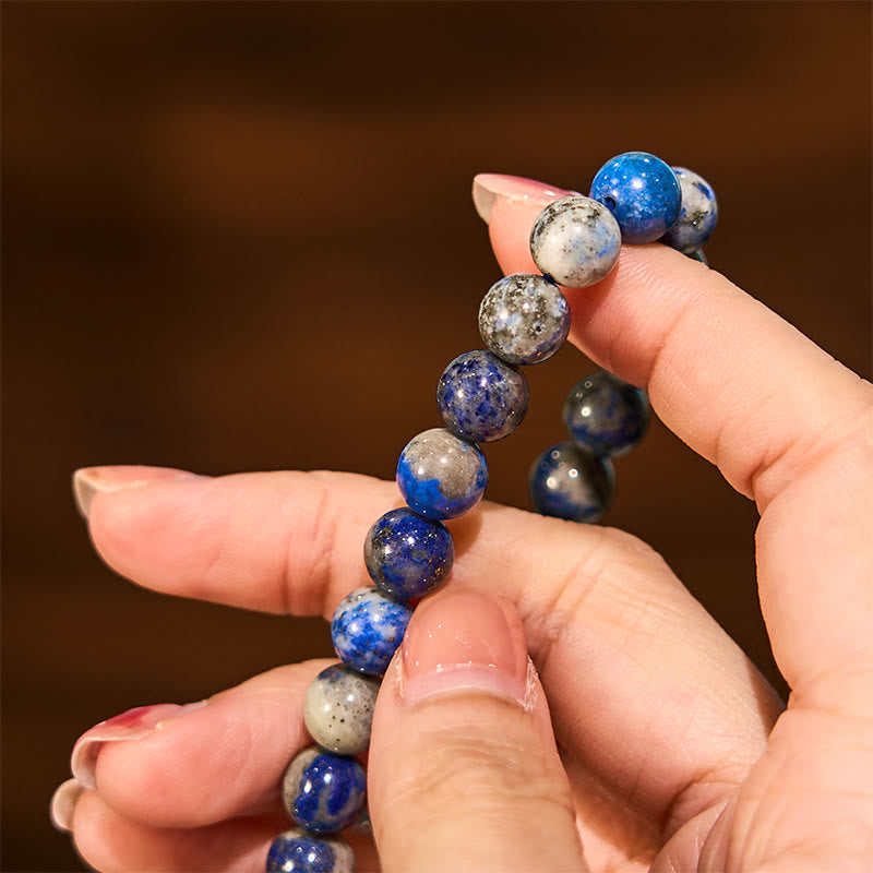 Pulsera positiva de autocuidado con lapislázuli y lazurita de piedra de Buda - image 5