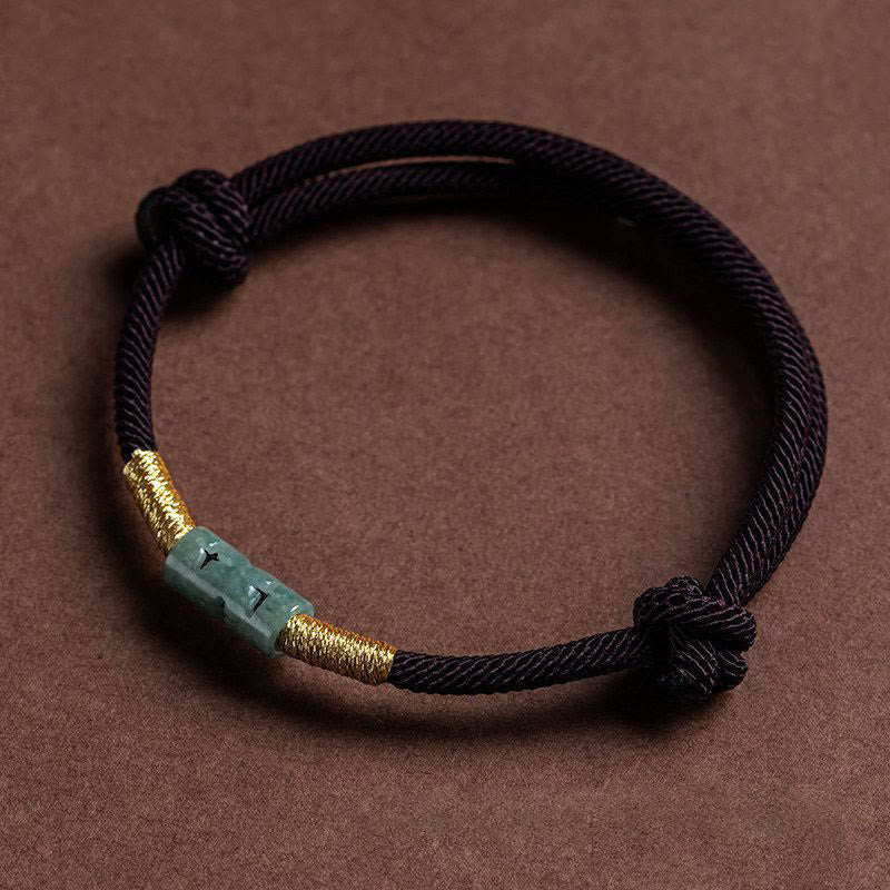 Pulsera de cuerda de jade con Buddha Stones y suerte