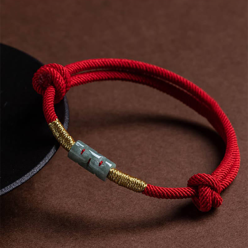 Pulsera de cuerda de jade con Buddha Stones y suerte