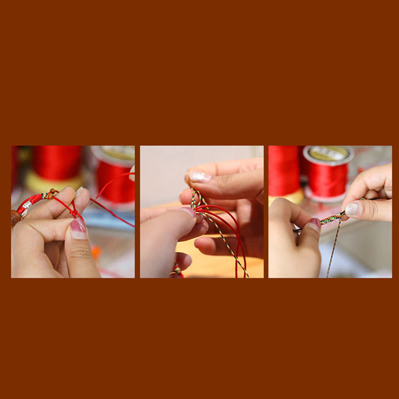 Pulsera de cuerda con hilo rojo de prosperidad y cuentas de ábaco de jade y Buddha Stones