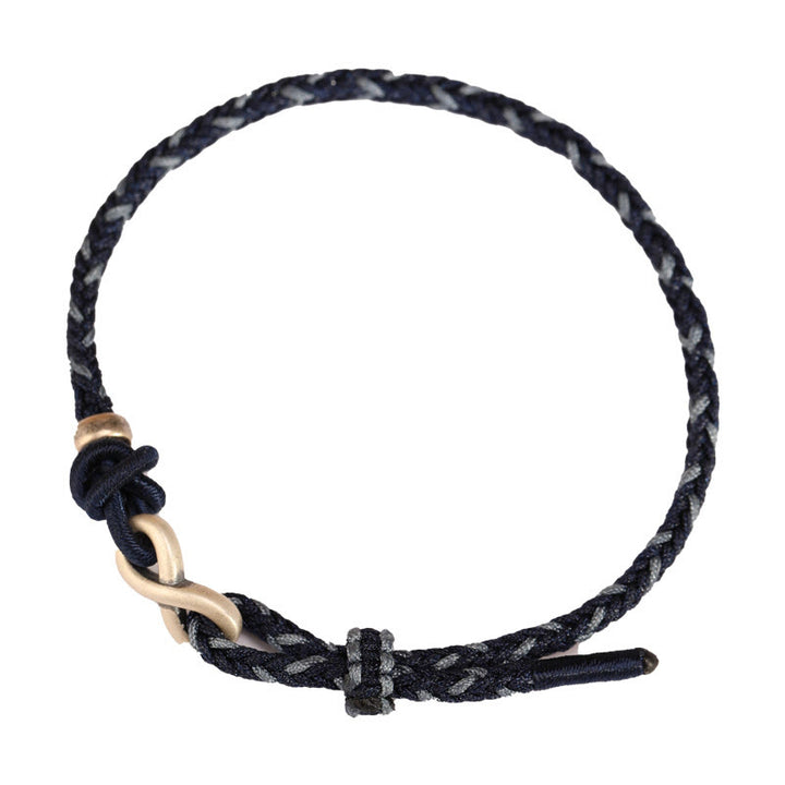 Pulsera de cuerda con símbolo de la suerte y nudo infinito hecha a mano en plata de ley 999 con Buddha Stones