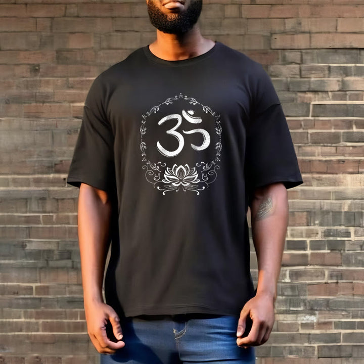 Camiseta de algodón con dibujo de loto OM de Buddha Stones - image 1
