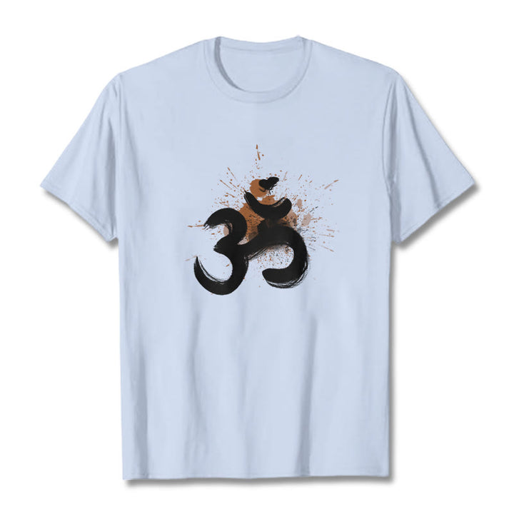 Camiseta de algodón con diseño sánscrito OM de Buddha Stones - Cian claro - 2XL - image 11