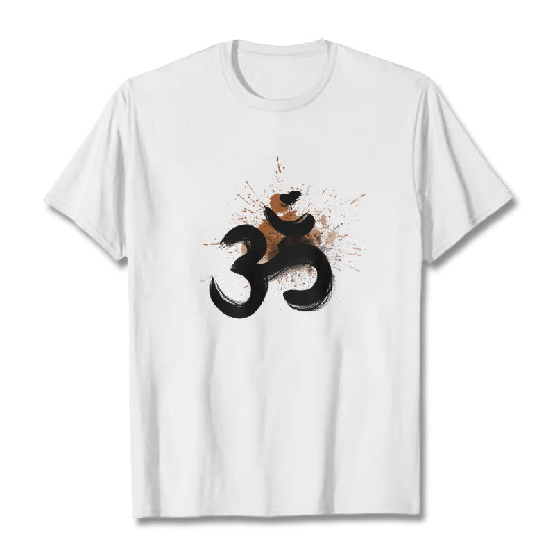 Camiseta de algodón con diseño sánscrito OM de Buddha Stones - Blanco - 2XL - image 1