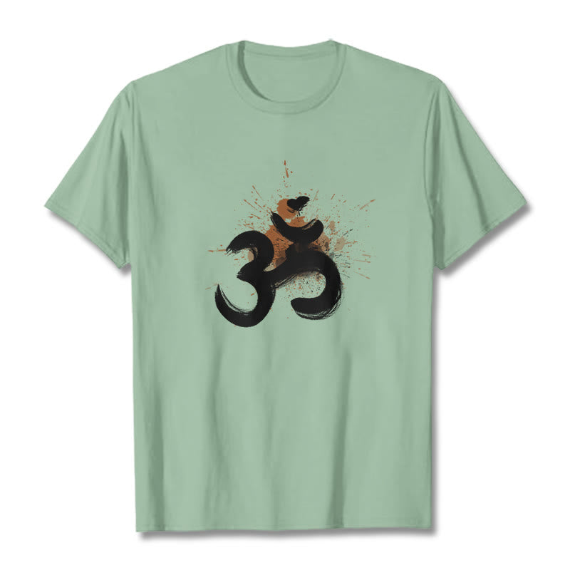 Camiseta de algodón con diseño sánscrito OM de Buddha Stones - Verde pálido - 2XL - image 18