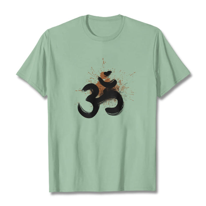 Camiseta de algodón con diseño sánscrito OM de Buddha Stones - Verde pálido - 2XL - image 18