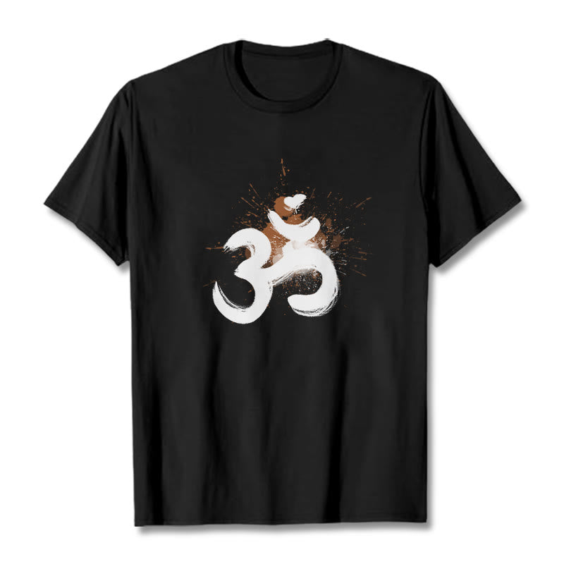 Camiseta de algodón con diseño sánscrito OM de Buddha Stones - Negro - 2XL - image 5