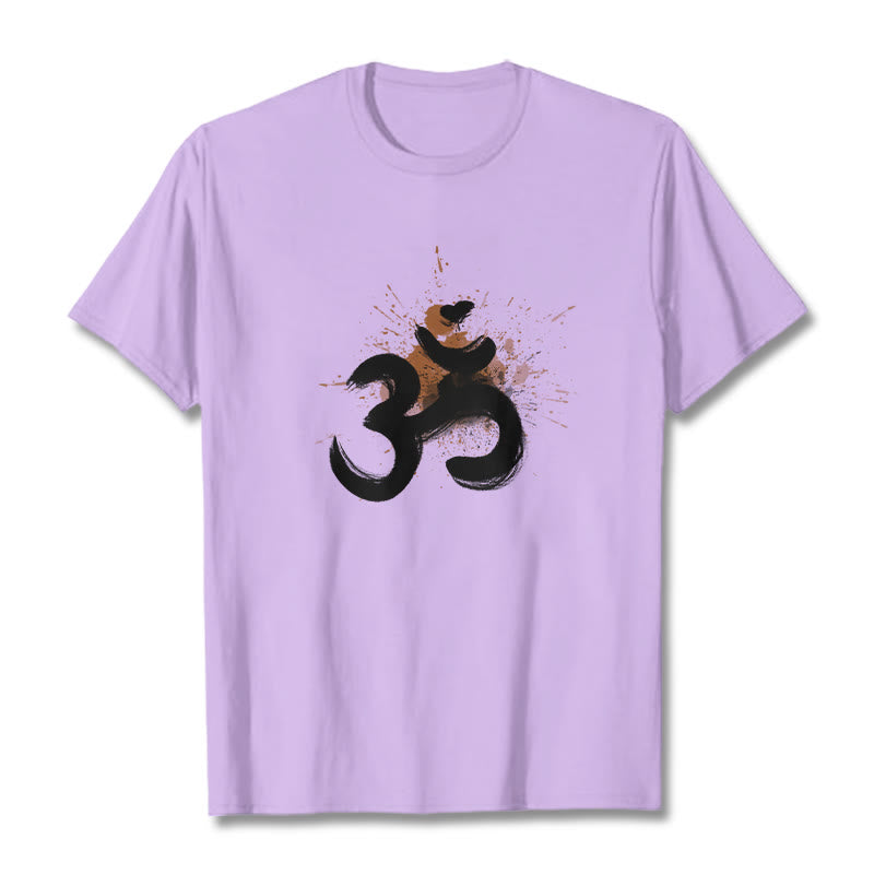 Camiseta de algodón con diseño sánscrito OM de Buddha Stones - Ciruela - 2XL - image 14