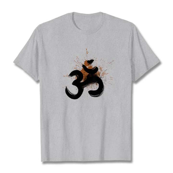 Camiseta de algodón con diseño sánscrito OM de Buddha Stones - Gris claro - 2XL - image 20
