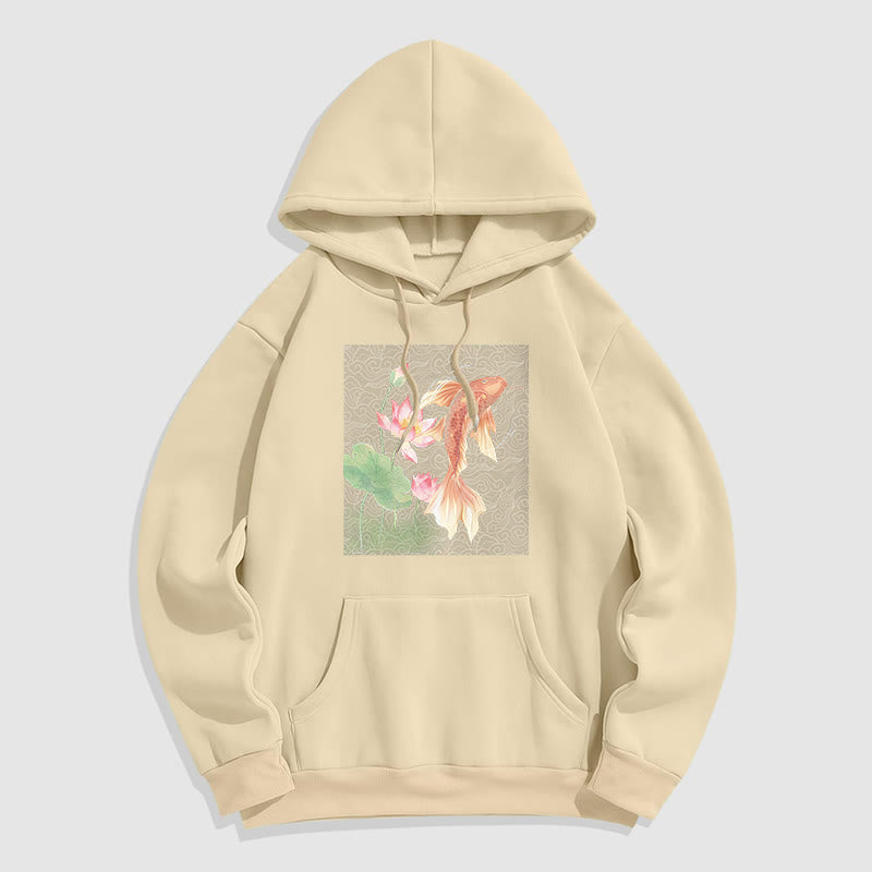 Buddha Stones Sudadera con capucha y forro polar con diseño de pez koi y loto - Sopa de mariscos - 2XL - image 21
