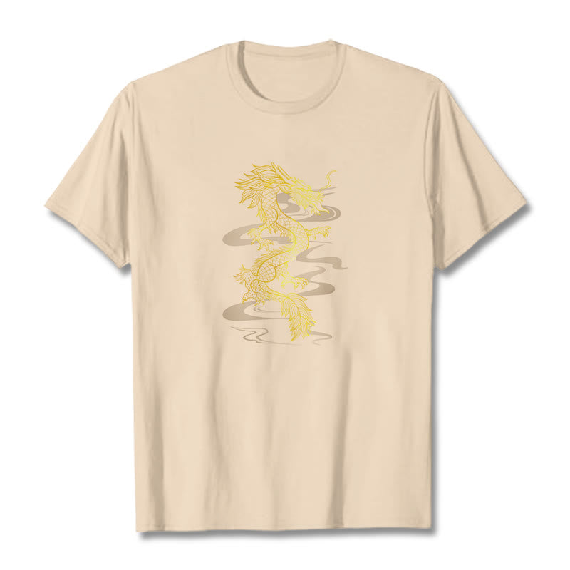 Camiseta de algodón con diseño de dragón dorado y Buddha Stones - Sopa de mariscos - 2XL - image 13