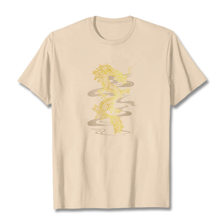 Camiseta de algodón con diseño de dragón dorado y Buddha Stones - Sopa de mariscos - 2XL - image 13