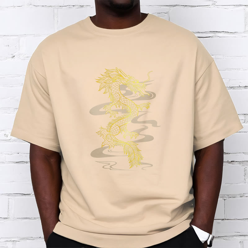 Camiseta de algodón con diseño de dragón dorado y Buddha Stones - image 13