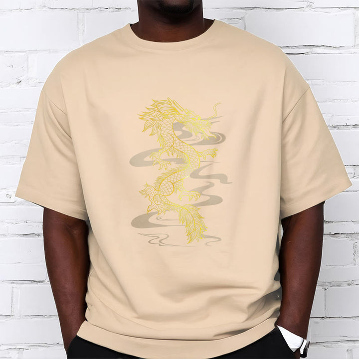 Camiseta de algodón con diseño de dragón dorado y Buddha Stones - image 13