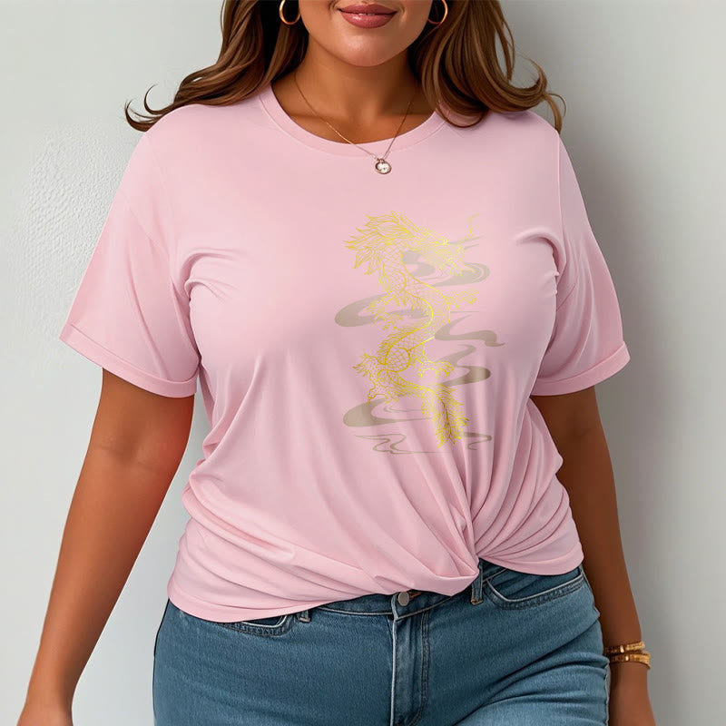 Camiseta de algodón con diseño de dragón dorado y Buddha Stones - image 20