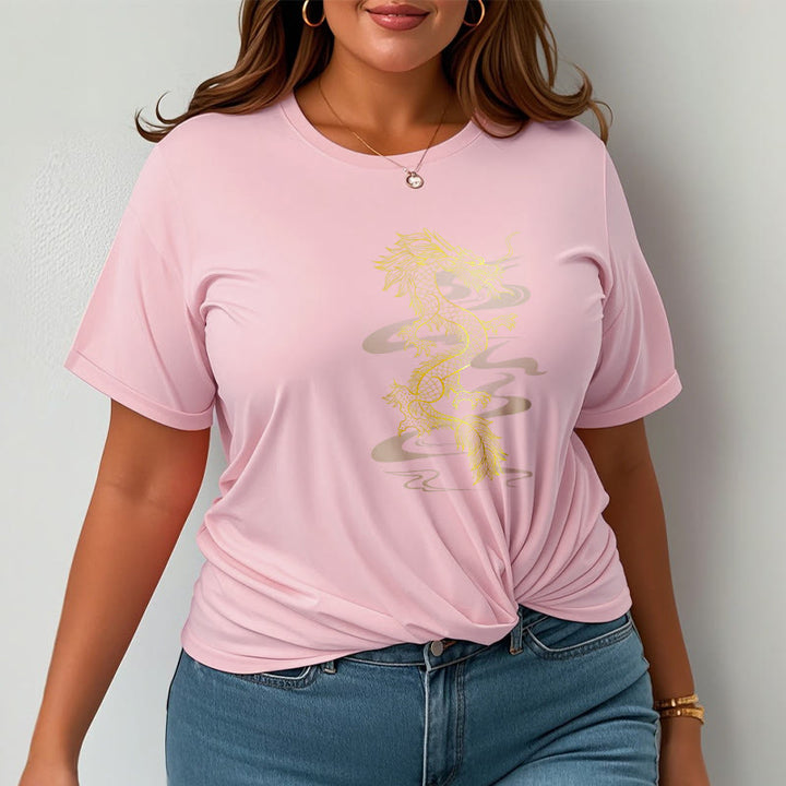 Camiseta de algodón con diseño de dragón dorado y Buddha Stones - image 20