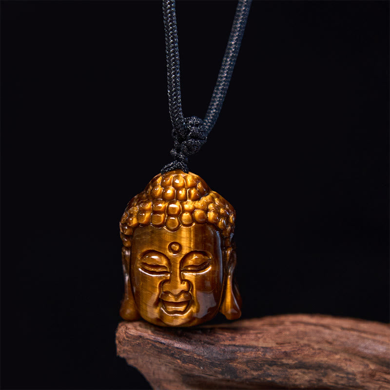 Collar con colgante de cabeza de Buda con Buddha Stones y ojo de tigre - image 2