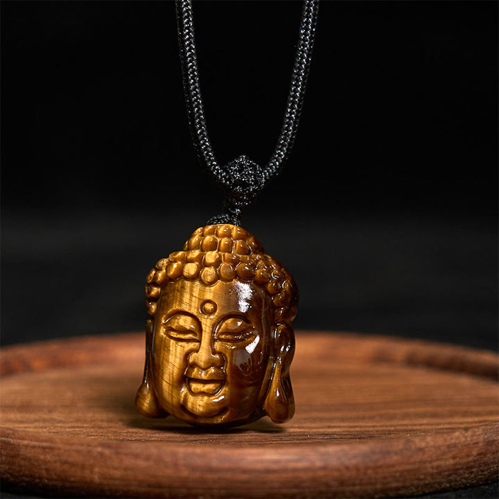 Collar con colgante de cabeza de Buda con Buddha Stones y ojo de tigre - image 3