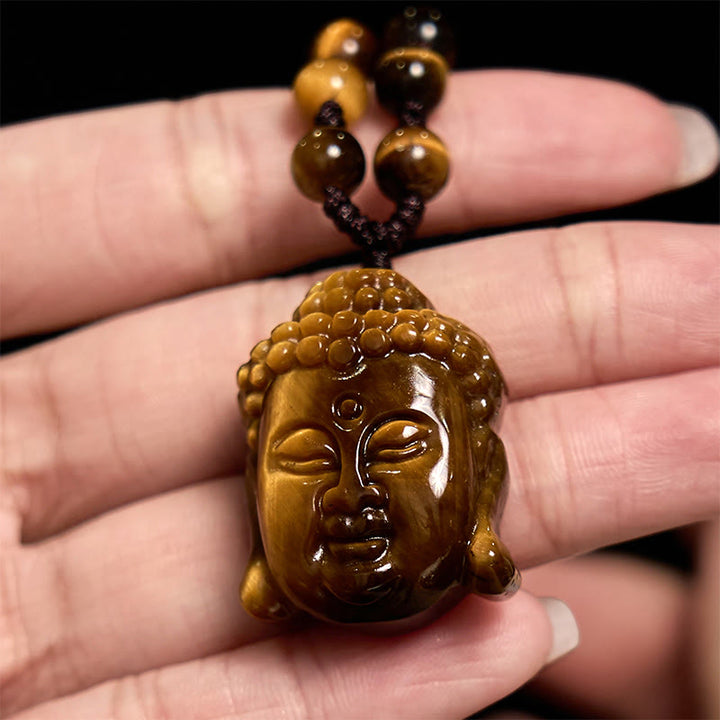 Collar con colgante de cabeza de Buda con Buddha Stones y ojo de tigre - image 15