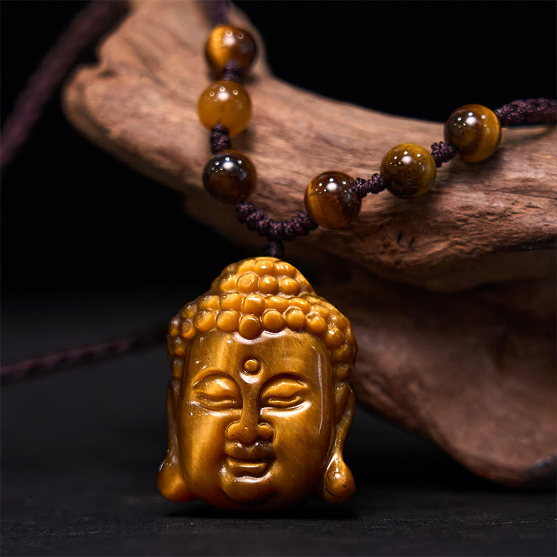 Collar con colgante de cabeza de Buda con Buddha Stones y ojo de tigre - image 12