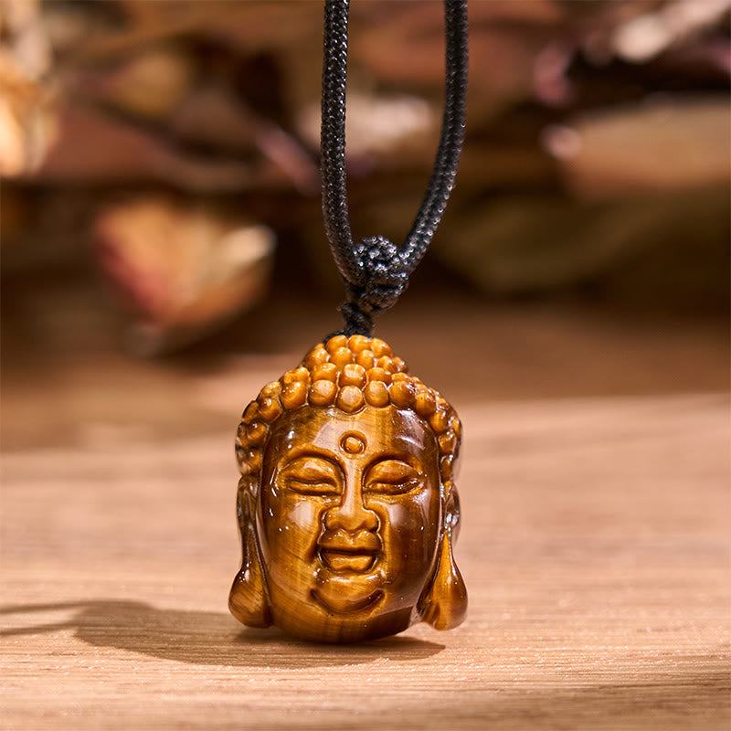 Collar con colgante de cabeza de Buda con Buddha Stones y ojo de tigre - image 4