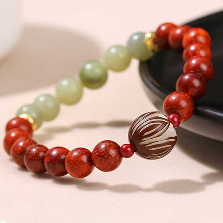 Buddha Stones de bodhi, jade cian y palo de rosa natural y calidez y calma de loto