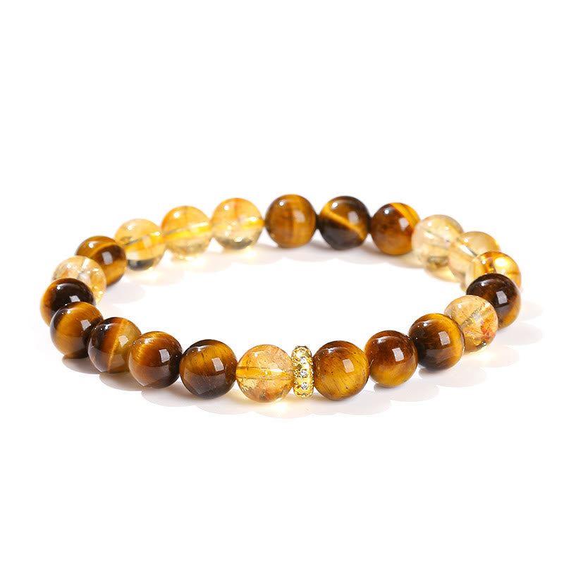 Pulsera de fuerza con cuentas de citrino y ojo de tigre natural de Buddha Stones