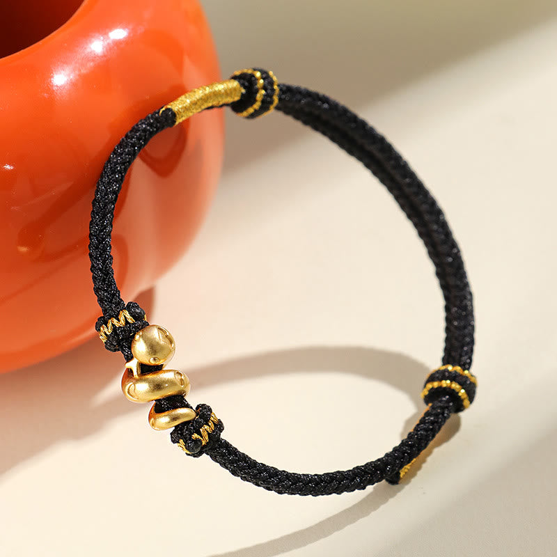Pulsera trenzada de protección con hilo rojo del año dorado de la serpiente en plata de ley 999 hecha a mano con Buddha Stones