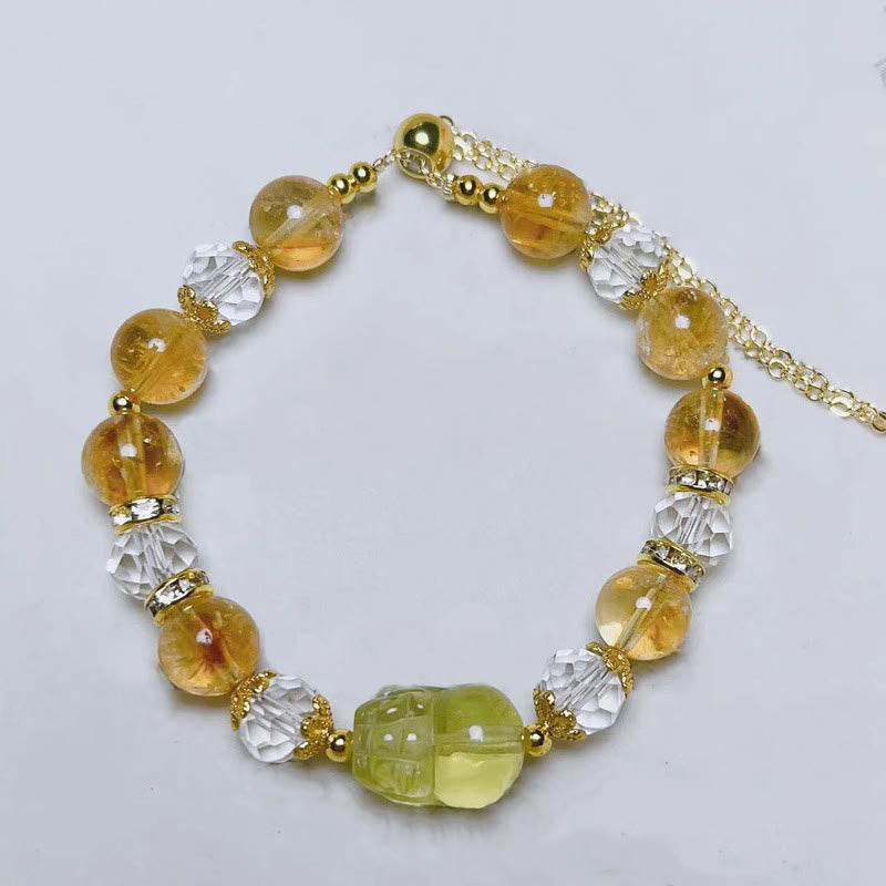 Pulsera de prosperidad de Pixiu con citrino natural y Buddha Stones