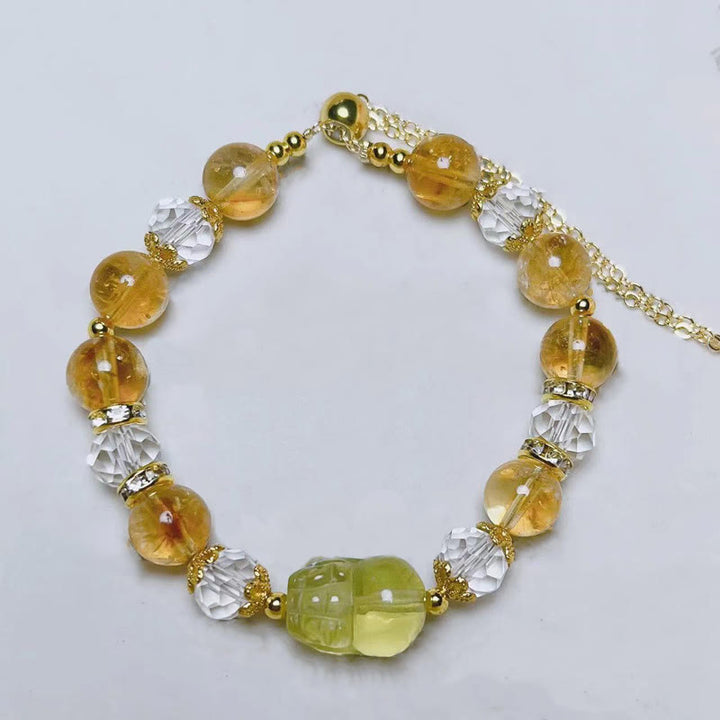 Pulsera de prosperidad de Pixiu con citrino natural y Buddha Stones