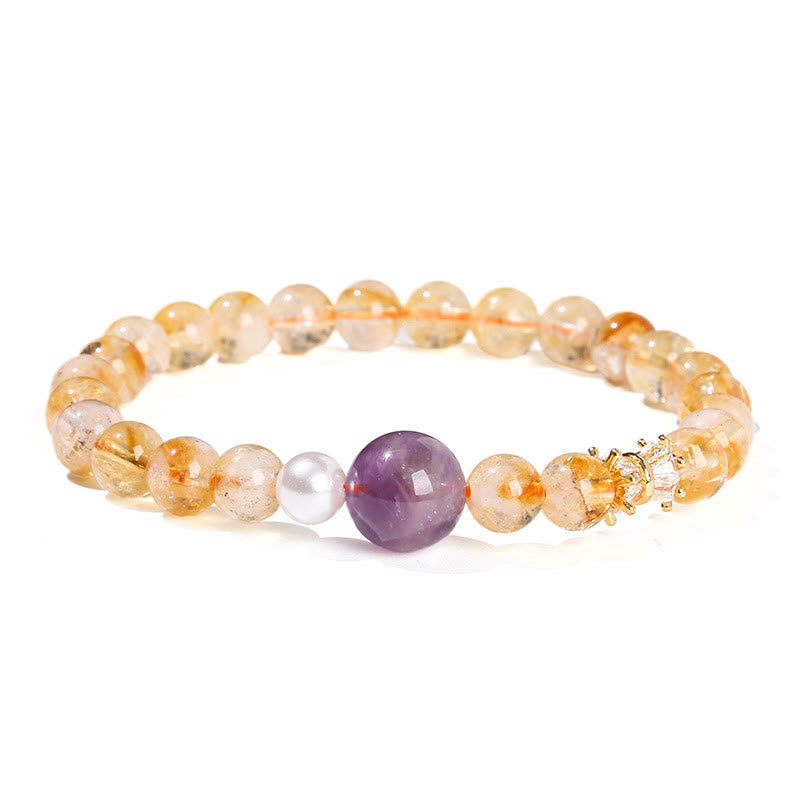 Pulsera de prosperidad con citrino y amatista natural de Buddha Stones