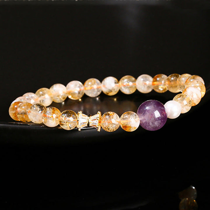 Pulsera de prosperidad con citrino y amatista natural de Buddha Stones