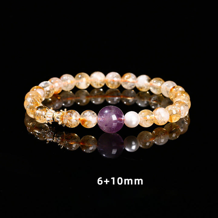 Pulsera de prosperidad con citrino y amatista natural de Buddha Stones