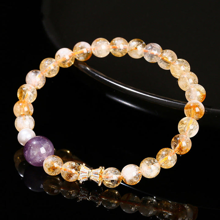 Pulsera de prosperidad con citrino y amatista natural de Buddha Stones