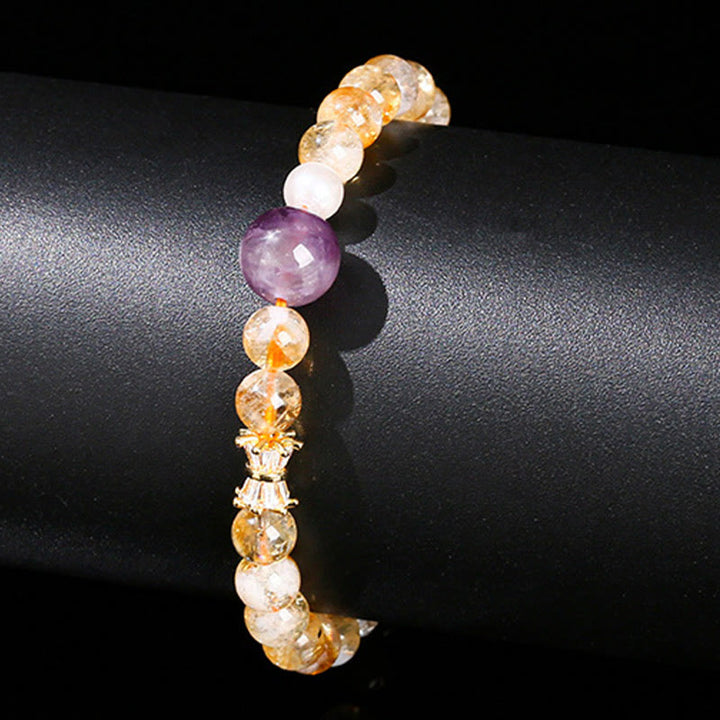 Pulsera de prosperidad con citrino y amatista natural de Buddha Stones