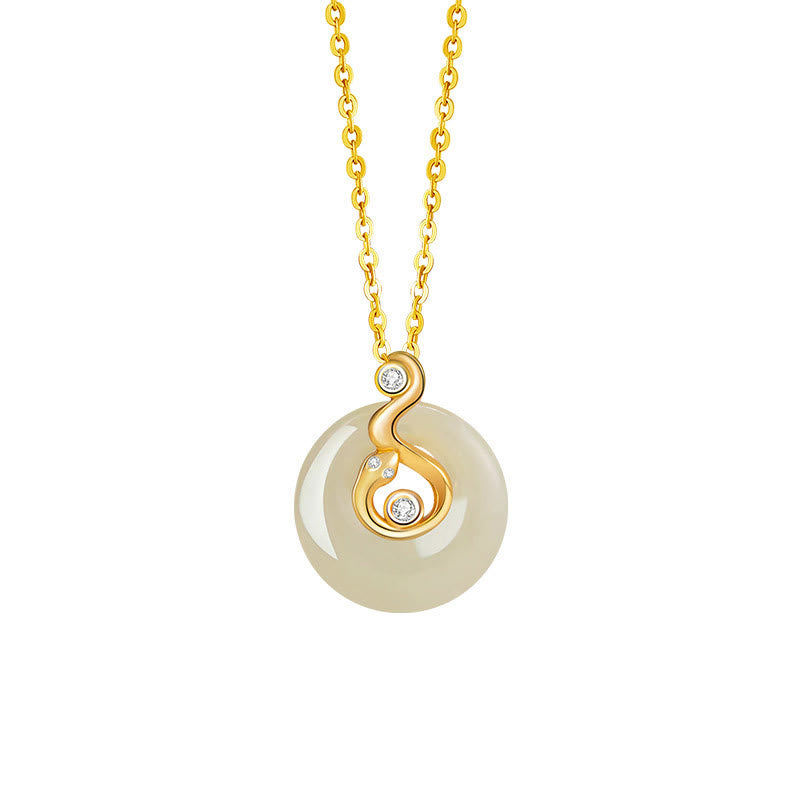 Collar con colgante de plata de ley 925 con Buddha Stones y jade hetiano del zodíaco chino - Jade Hetian en plata de ley 925 - Serpiente - image 17