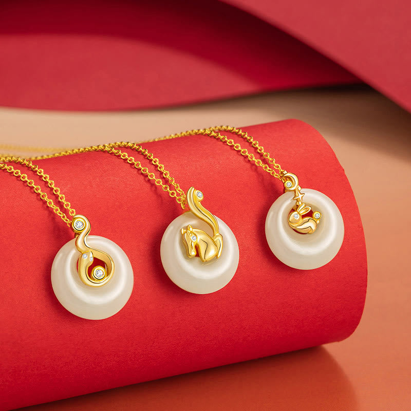 Collar con colgante de plata de ley 925 con Buddha Stones y jade hetiano del zodíaco chino - image 2