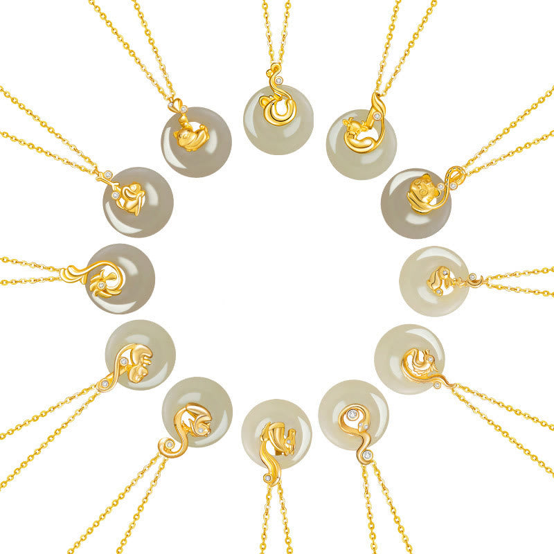 Collar con colgante de plata de ley 925 con Buddha Stones y jade hetiano del zodíaco chino - image 29