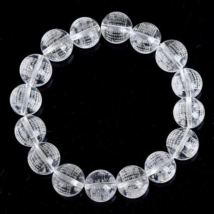 Pulsera de protección de cristal blanco natural con sutra del corazón y Buddha Stones