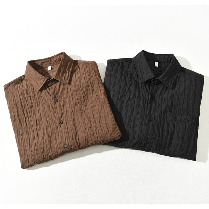 Camisa informal de manga larga para hombre, de color liso y con bolsillos y estampado de Buddha Stones - image 1