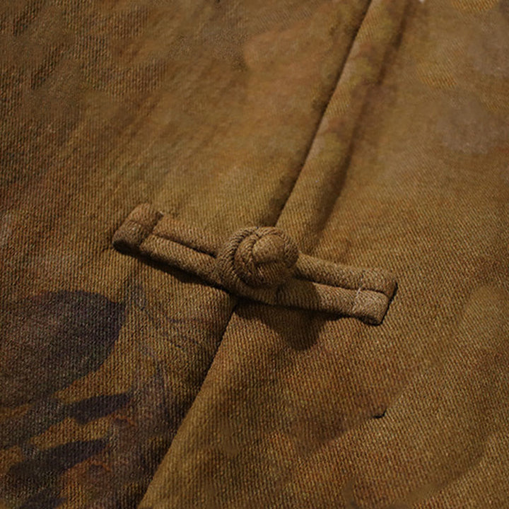 Chaqueta y camisa de algodón para hombre con botones de rana, hojas, flores y Buddha Stones  - image 18