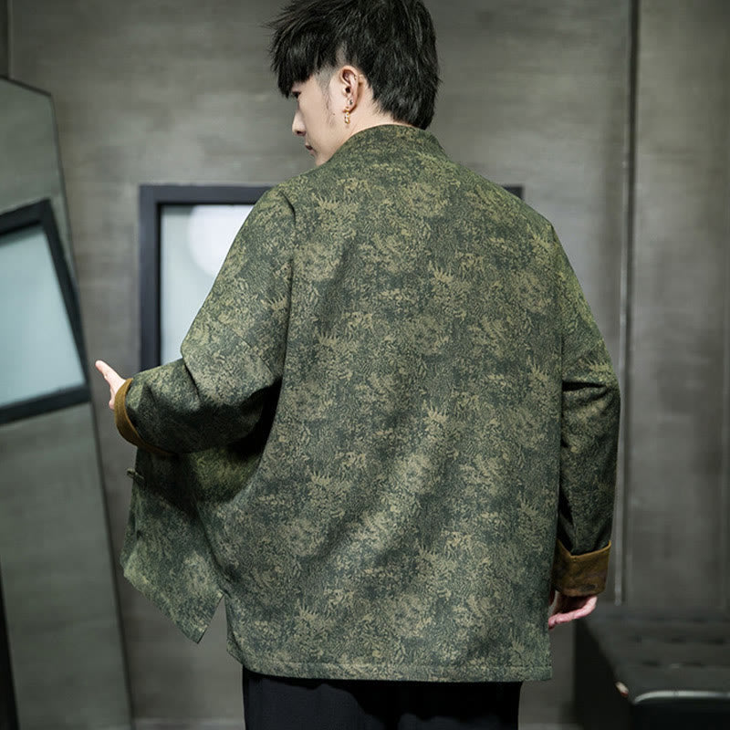 Chaqueta y camisa de algodón para hombre con botones de rana, hojas, flores y Buddha Stones  - image 8