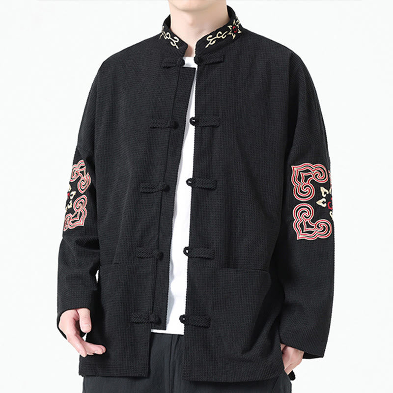 Traje Tang con Buddha Stones, chaqueta de pana de algodón con bordado simétrico y bolsillos - image 2