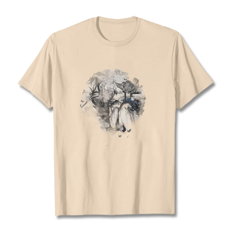 Camiseta con diseño de pabellón de montaña de bambú chino con Buddha Stones - Sopa de mariscos - 2XL - image 6